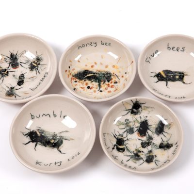 Bowl of bees. 2016.   stoneware  diameter 12cm each.