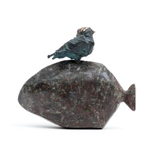 Fish bird. 2019.  bronze and serpentine. 16 x 19 x 4cm.