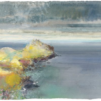 Calm before the storm, Gurnard’s Head. 2019.    mixed media on paper.    57 x 60cm.
