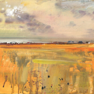 Smell of peat smoke at dusk. 2013.  mixed media on paper.  57 x 60cm.