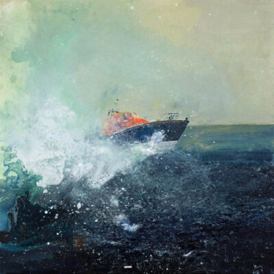 Punching through. 2022. mixed media on canvas. 91 x 91cm.