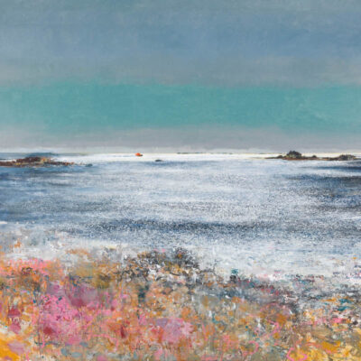 Off Scilly. 2023. mixed media on linen. 180 x 194cm.