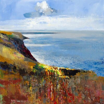 To the Seal Islands. 2023.   mixed media on canvas.    122 x 122cm.