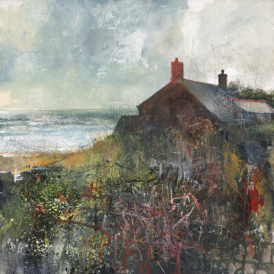 Lots of weather. 2021.   mixed media on wood panel.     60 x 60cm.