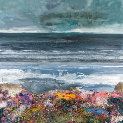 A Cornish Tapestry. 2024.   mixed media and collage.     300 x 300cm.