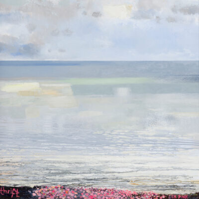 Thrift, sea pink. 2024.   oil on canvas.     91.5 x 91.5cm.